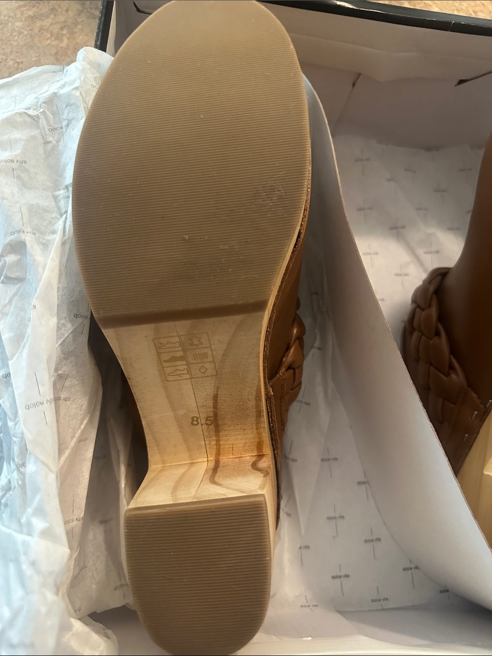 Dolce Vita Tan Braided Leather Mule Clogs - Picture 5 of 6